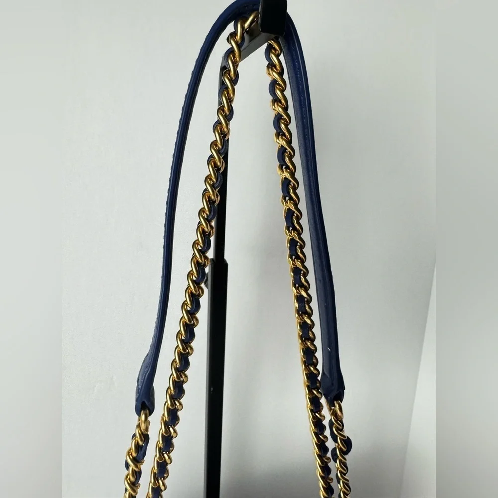 TORY BURCH FLEMING PRINTED SMALL CONVERTIBLE SHOULDER BAG BLUE WILD PANSY
